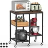 Kitchen Microwave Cart,Microwave Stand with Wheels,Coffee Bar Table Station,4-Tier Rolling Baker's Rack 1