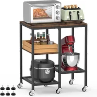 Kitchen Microwave Cart,Microwave Stand with Wheels,Coffee Bar Table Station,4-Tier Rolling Baker's Rack 1