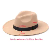 Fashion Vintage Woolen Fedora Hat Wide Brim Elegant Jazz Cap Panama Winter Autumn Women Men Cowboy Hat 1