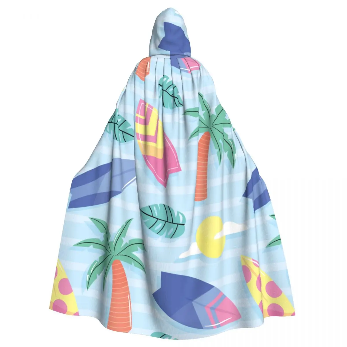 

Hooded Cloak Unisex Cloak with Hood Summer With Palm Trees Surfing Boards Cloak Vampire Witch Cape Cosplay Costume