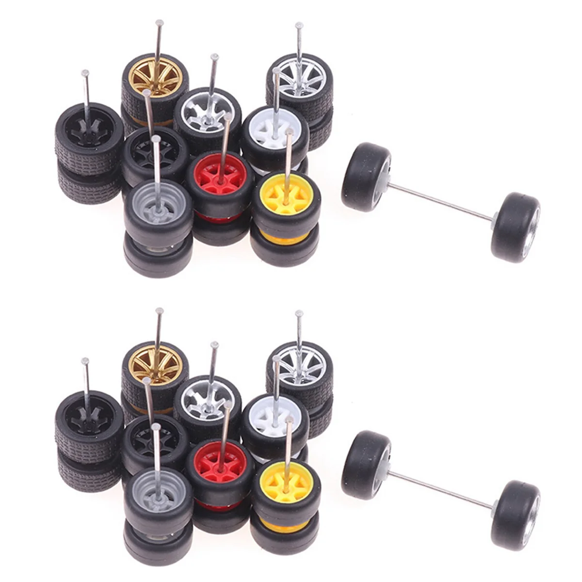 BAAU 20 Sets 1/64 Offroad Wheels/ Rubber Tires 18.3mm Removable Tire for Wheel 1:64 RC Truck Model Off-Road SUV Random Color