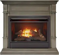 Dual-fuel Exhaustless Gas Fireplace System with Mantle Remote Control Uses 26,000 BTU with Natural Gas or Liquid Propane 1
