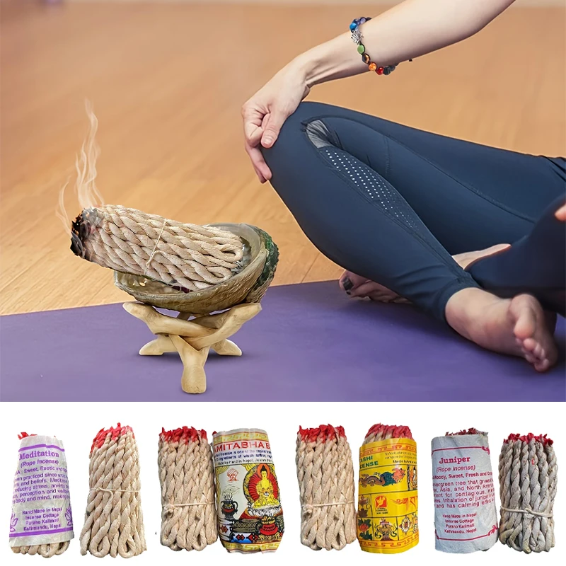 Yoga Aromatherapy Himalayan Rope Fragrance Handmade Traditional Rope Fragrance Sage And Sabba with Patchouli And Cedar 40pcs rope fragrance