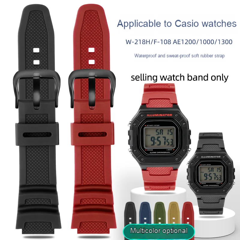 Bocca Rialzata Da 18Mm Per Casio W218H/Ae-1200/1100/Sgw-300/400/Mrw-200 Bracciale Con Cinturino In Silicone Resina Impermeabile Serie