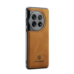 Luxury Magnetic Leather Wallet Case with Kickstand and Card Holder for OnePlus 10 Pro (Brown)