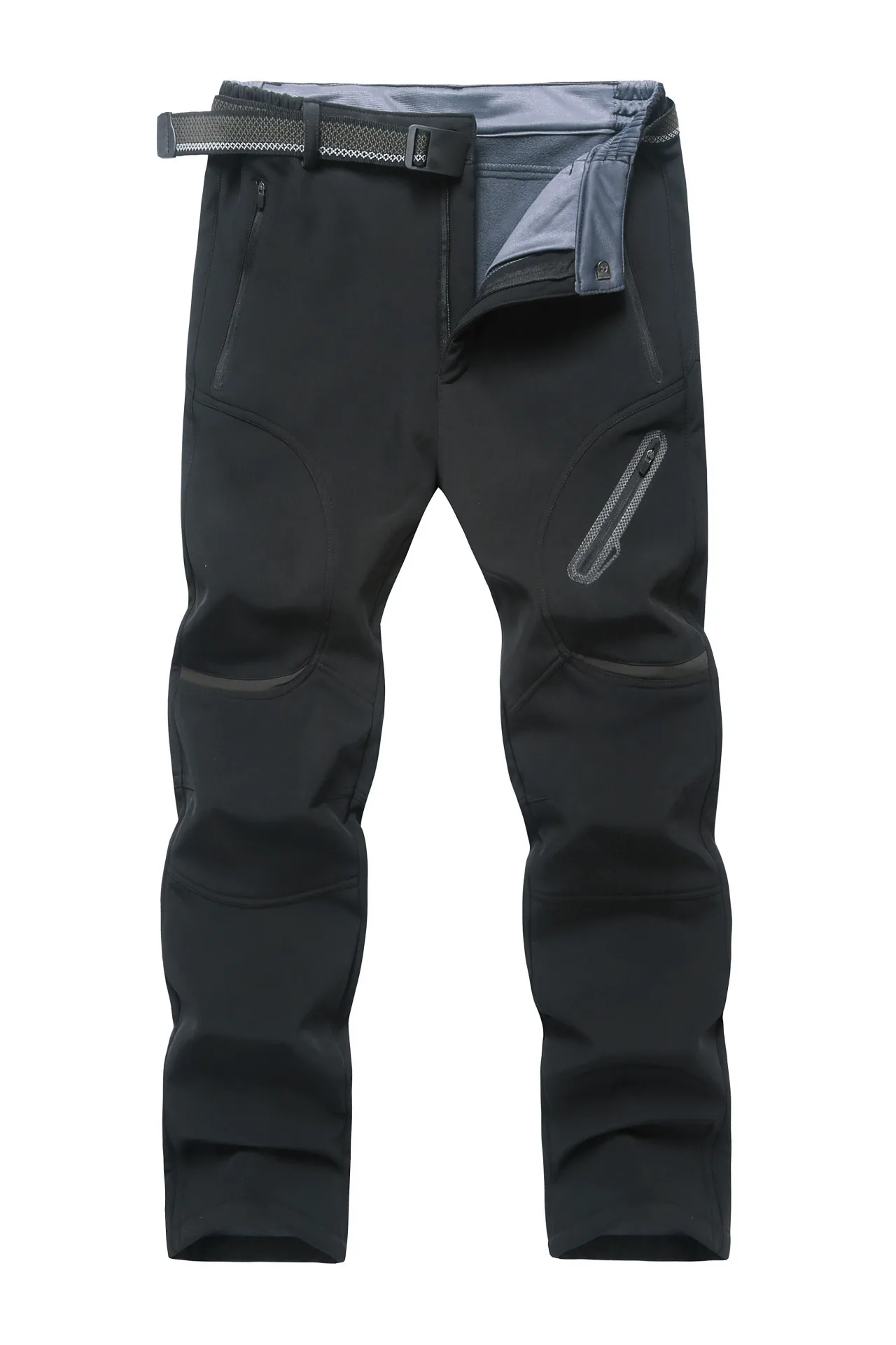 2024 Big Size Waterproof Pants Men Soft Shell Fleece Warm Trousers Male Outdoor Plus Large 9XL 4XL 8XL Work Winter Autumn Black 3