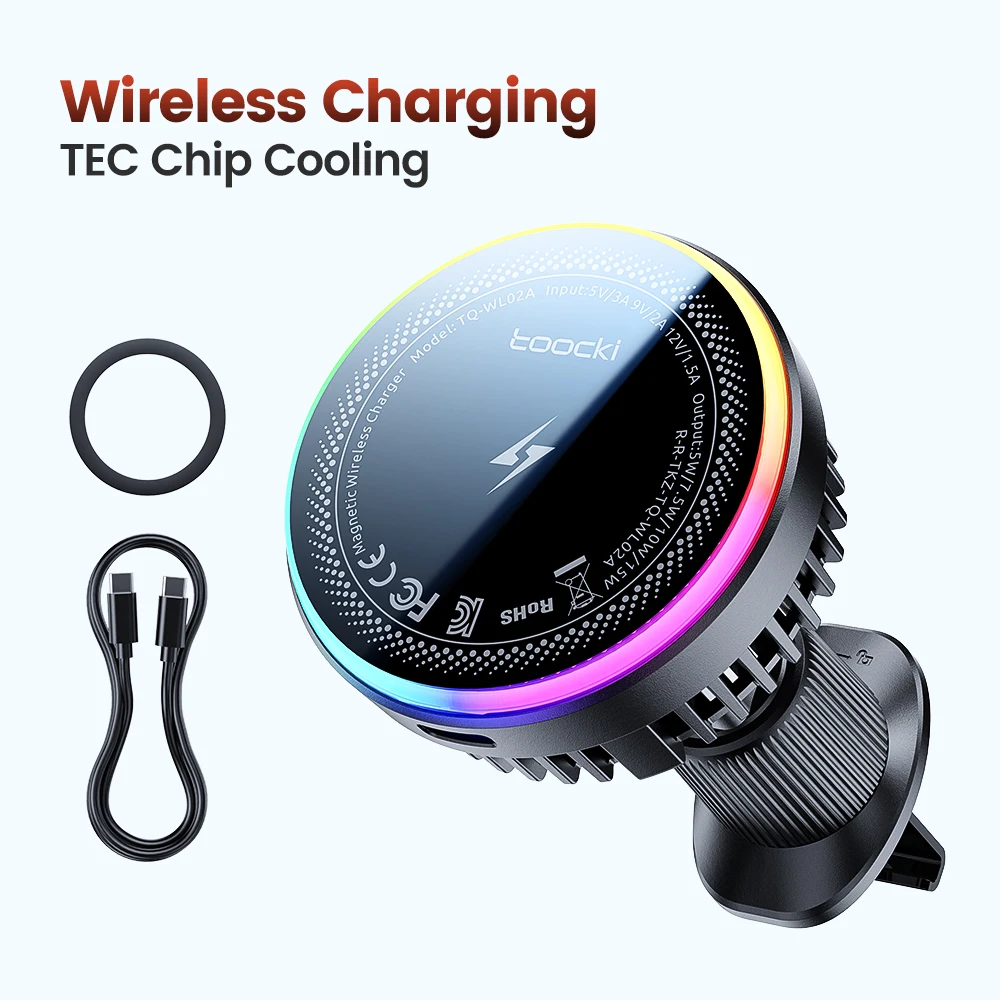 Toocki QI 15W Car Wireless Charger TEC Cooling Magnetic Phone
