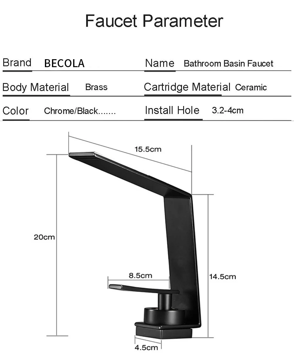 Robinet De Salle De Bain Noir Cascade 10,2 Cm - Avec Bonde Pop-up Et Tuyau Certifié CUPC - Pour Vanité, Camping-car Ou Hôtel