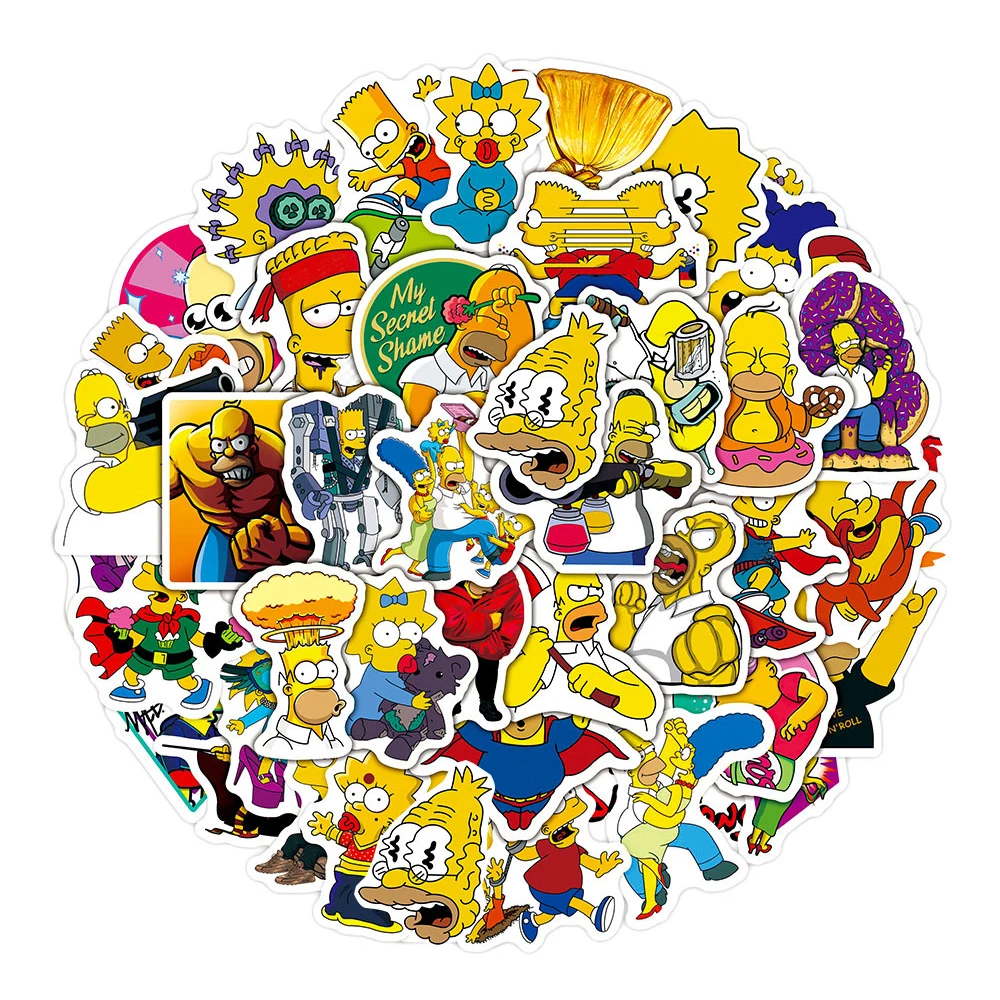 10/30/50pcs Cartoon Comedy Simpson Family Stickers Funny Decals Toys DIY Skateboard Motorcycle Laptop Cute Anime Kids Sticker 2