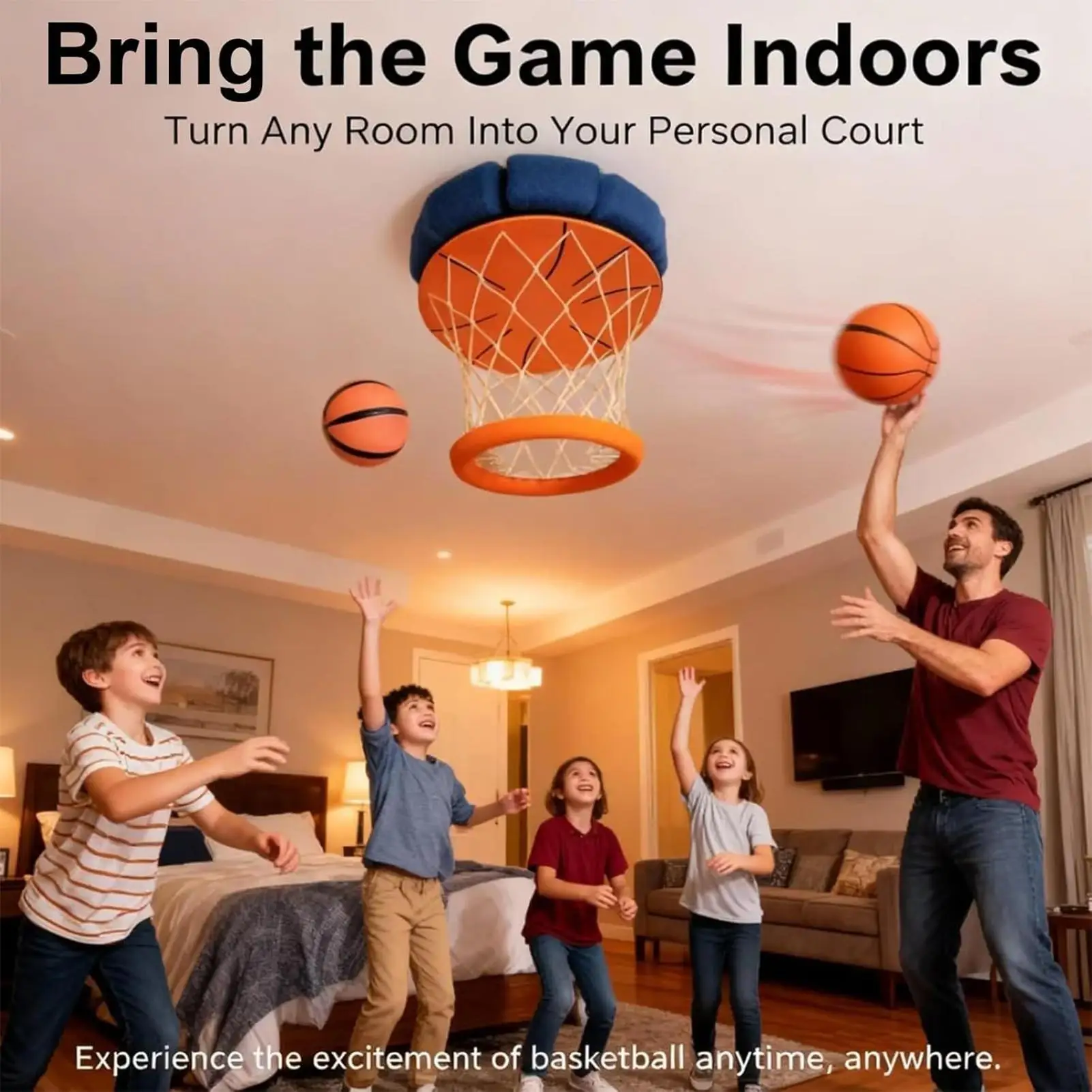 Indoor Basketball Hoop Over Door Foldable Mini Hoop Set with Ball Net for Kids Teens Bedroom Playroom Apartment Sports Game