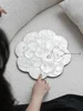 AhunderJiaz Light Luxury Natural Shell Tray Dining Table Insulating Mat Desktop Organizer Flower Trimmed Decorative Placemats 3