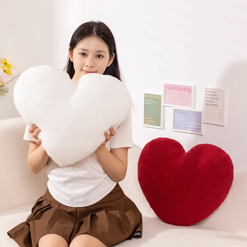 Plush Heart Pillow Stuffed White Red Say Love Plushie Wedding Party Sofa Chair Bed Home Room Decor Present 3