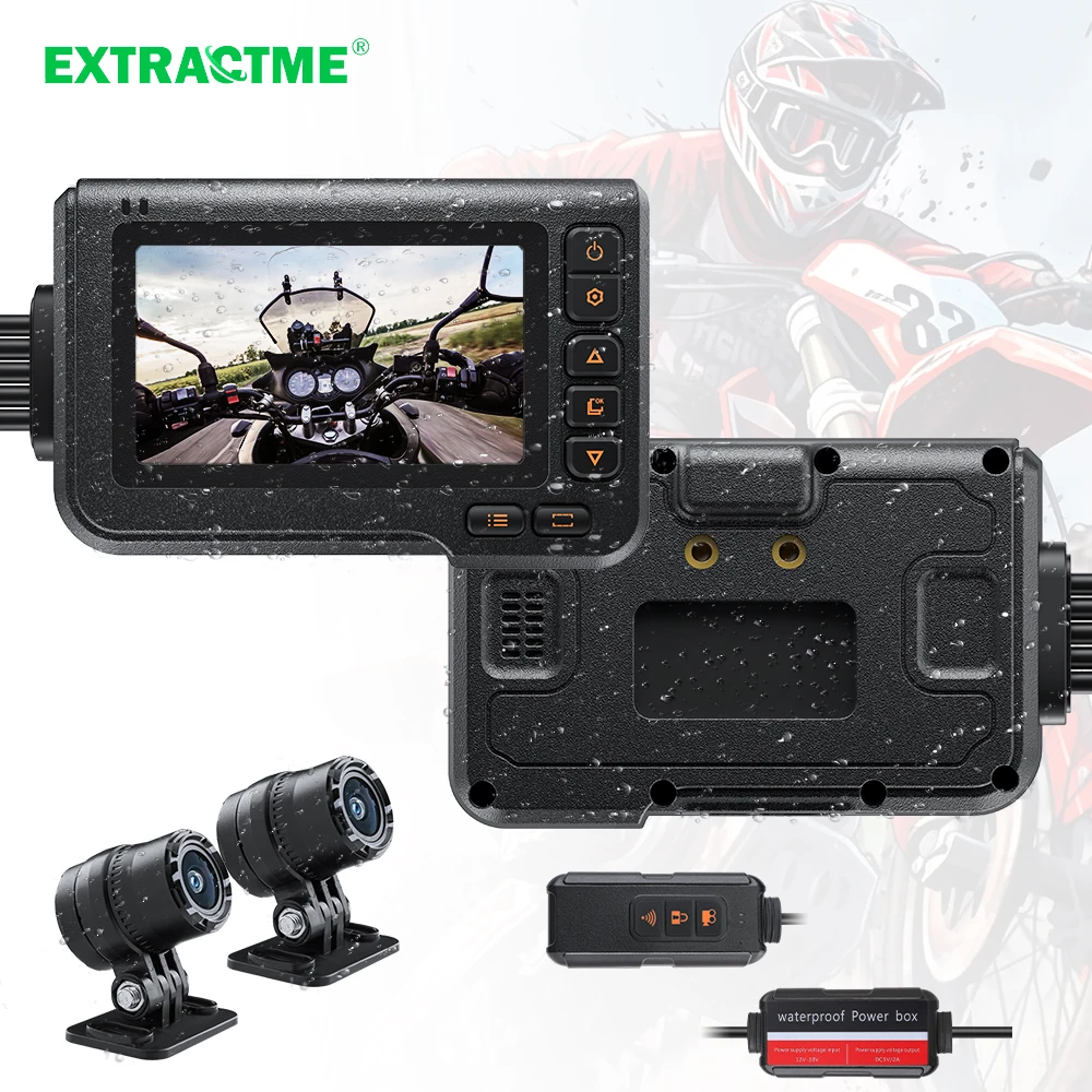 Extractme 3.0 Pollici Wifi Gps Dual 1080P Full Hd Moto Dvr Dash Camera Full Body Impermeabile Moto Dash Cam Recorder