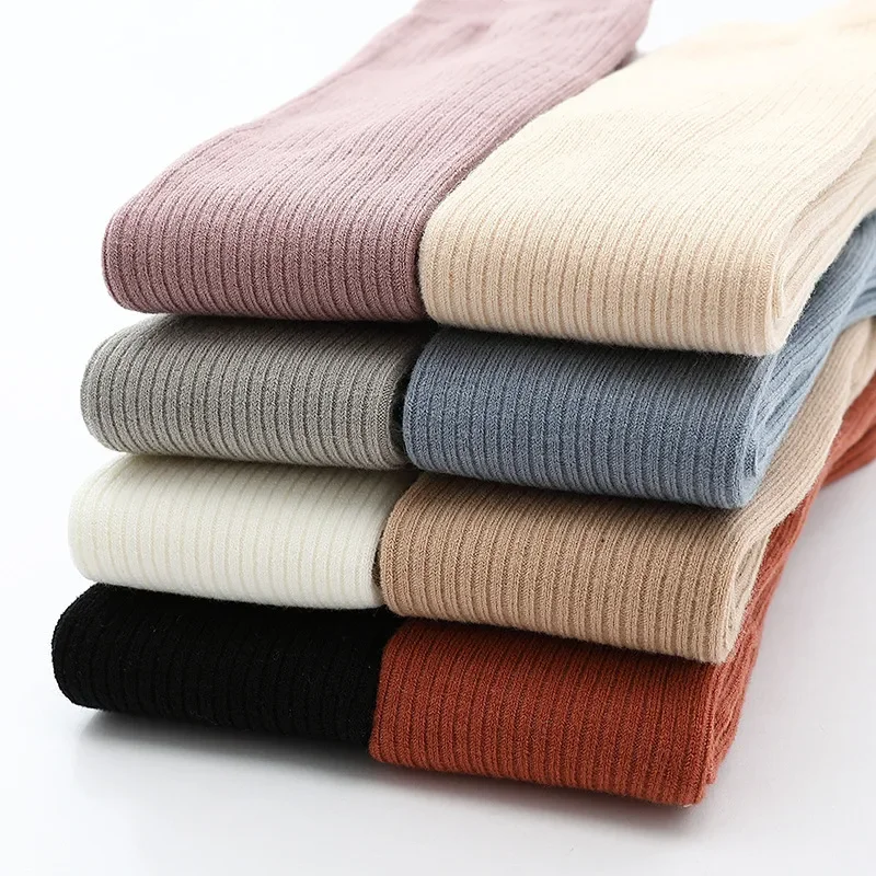 Winter Thicken Children Pantyhose Soft Cotton Tights for Girls Vertical Stripes Elastic High Waist Toddler Baby Infant Trousers