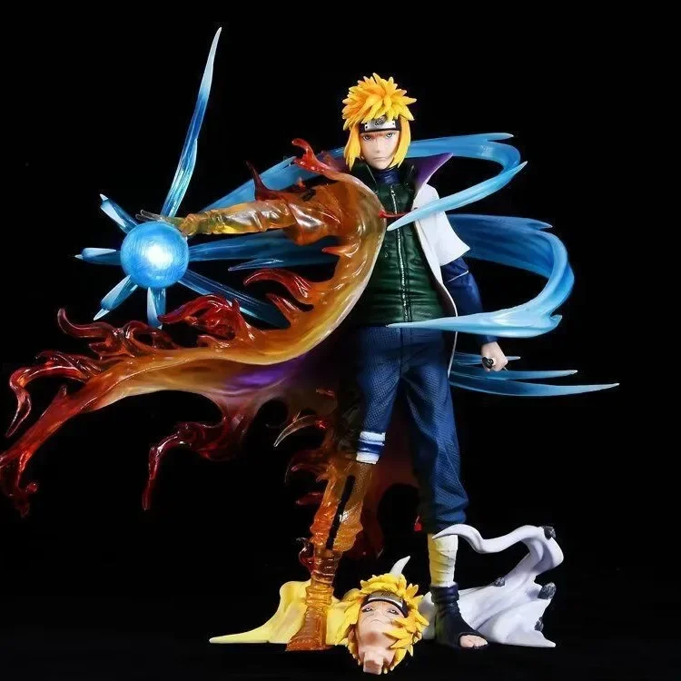 

26cm Naruto Namikaze Minato Anime Figures Gk Figurine with LED Pvc Statue Rasengan Decoration Collectible Model Toys Kids Gift