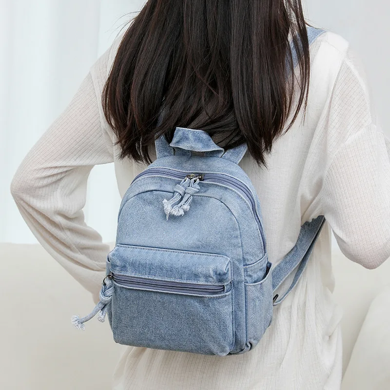 Personalized Denim Backpack For Women Simple And Casual Small Backpack For College Students Male Backpack Trend Travel Bag 2