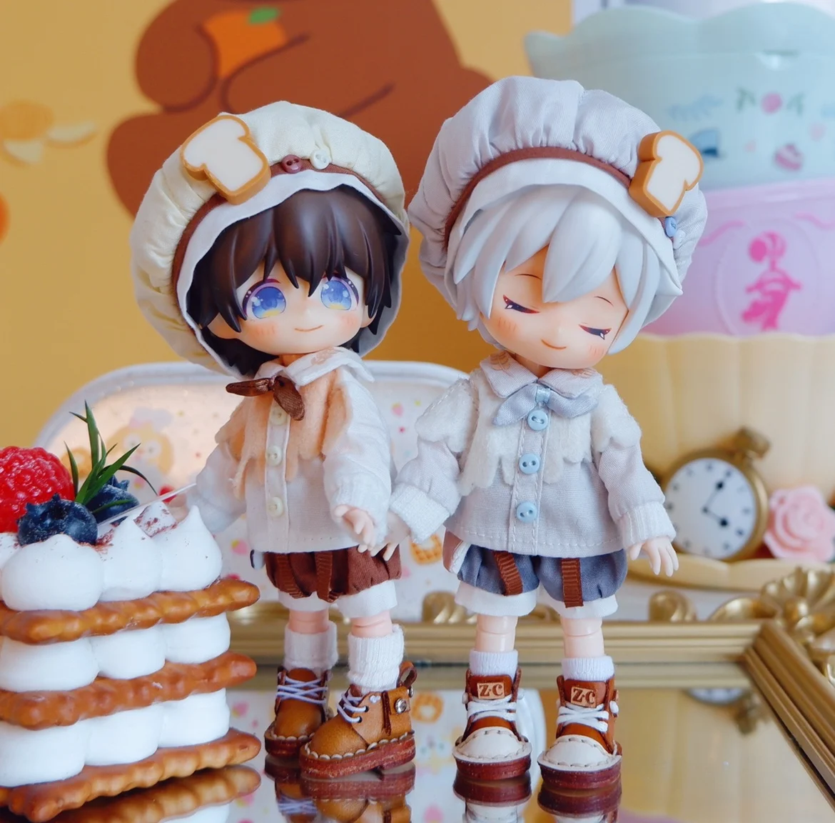 

New OB11 Clothes Small Baker Suit Pastry Chef Hat Shirt Shorts for Molly, Obitsu11, GSC, YMY, 1/12bjd Doll Shoes Accessories