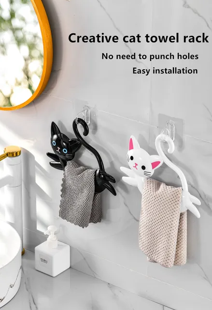 1pcs Hanging towel rack, bathroom no punching hanging rod ring