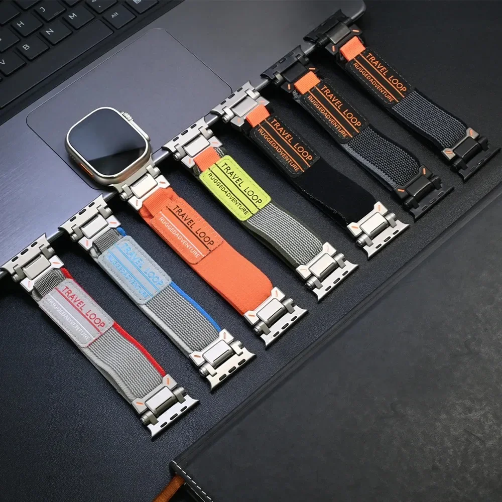 

Ремешок нейлоновый для Apple Watch Ultra 2 1 49 мм, мягкий браслет из титана для iWatch Series 9 8 7 Se 6 5 4 3 45 мм 44 мм 42 мм