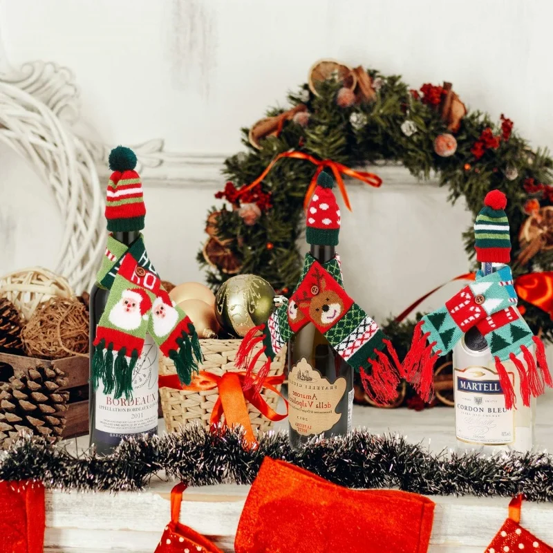 Couvercle Bouteille Vin Noël Couvercle De Bouteille De Vin En Tissu Avec Plumes - Décoration Noël Et Cadeau Maison Vent Tropical