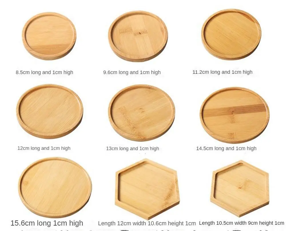 Description Picture 2 of itemMulti Bamboo Tray Wood Saucer Flower Pot Tray Cup Pad Coaster Plate For Kitchen Decorative Plate Creative Coaster Coffee Cup Mat