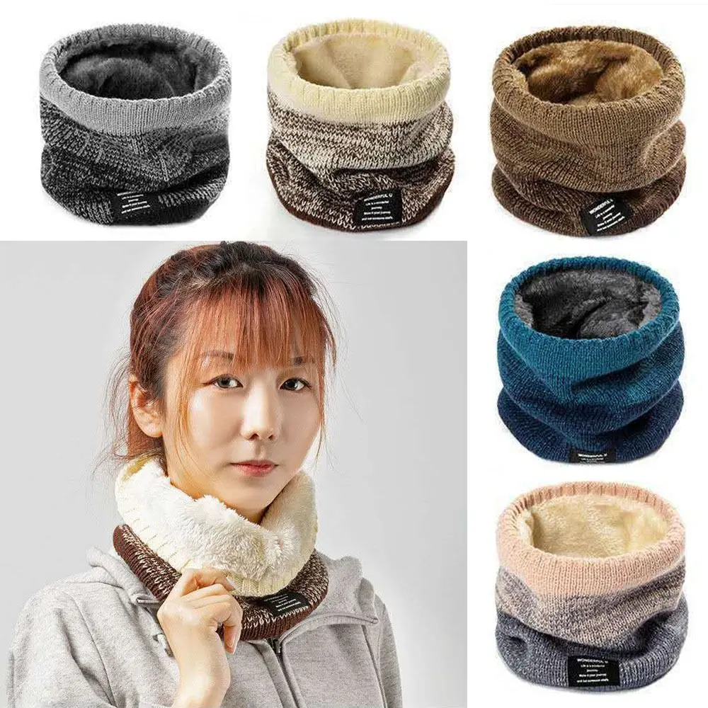 Coldproof Knitted Ring Scarf Outdoor Gradient Color Warm Thicken Plush Scarf Wrap Neck Scarves Winter Accessories 2