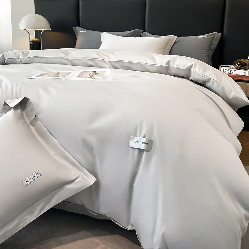 

Fashion Bedding Sets Single Double Bed Hotel Home Duvet Cover Sets Skin Friendly Fabric Solid Color King Size Quilt Cover Sets