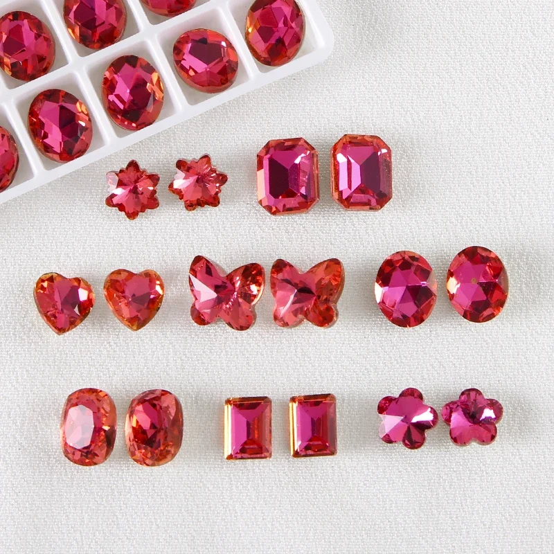 

20 шт., розовый необычный камень K9, стеклянные кристаллы, блестящие стразы в стиле Ins, украшение для ногтей, высокое качество, стандартные украшения, красный драгоценный камень