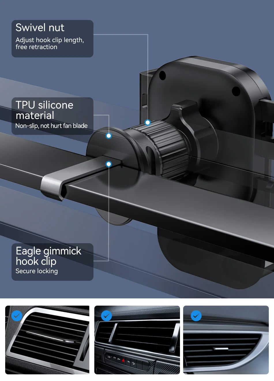 S2439349ac17c44f7af44e18d3f5b4fa08 Rocoren Support Téléphone Voiture iPhone 15 Gravité Auto-Verrouillage 360°