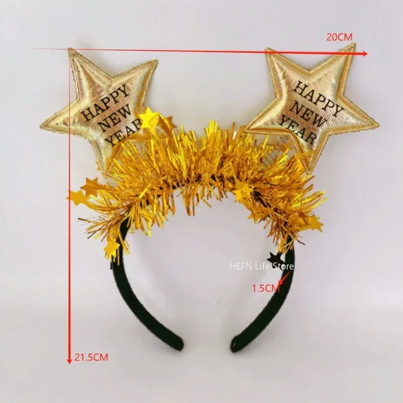 New Year Star Headband Gold Silver Star Happy New Year Christmas Party Head Band Kids Adults Happy New Year Party Decor Hairband