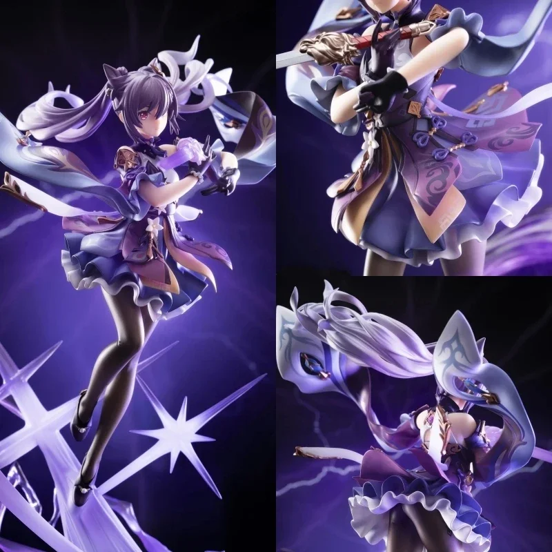 Keqing Action Figure 24 Cm - Statuina PVC Di Personaggio Anime, Collezionabile Per Scrivania E Regalo