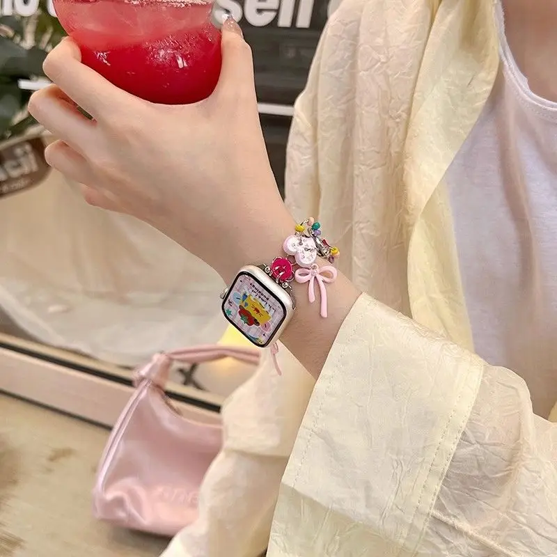 Apple Watch 스트랩 Ultra/Se10/9/8/7/6/5/4/3/2/1과 호환되는 38/40/41/42/44/45/46/49mm와 호환되는 버튼 도파민 스트랩