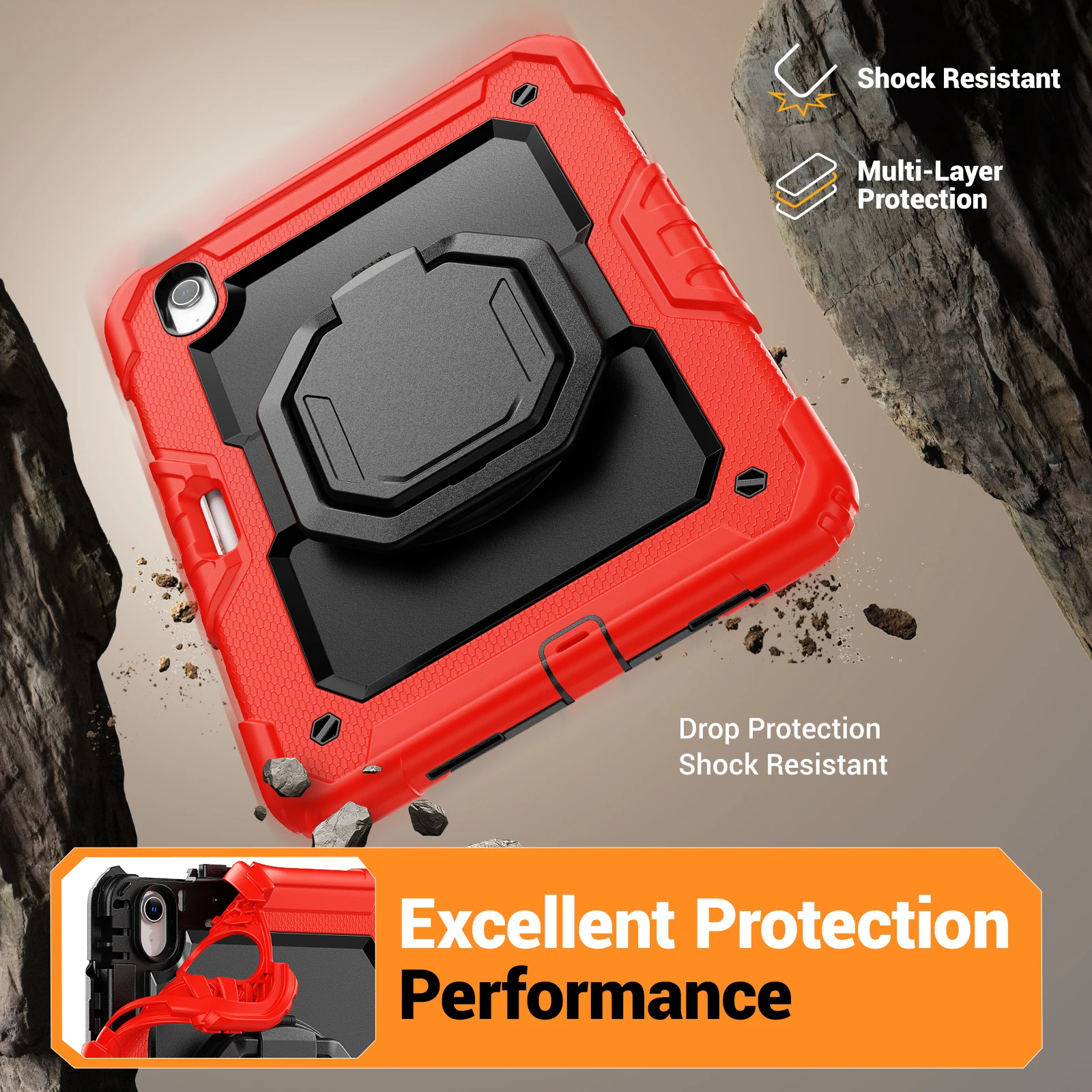 360° Rotating Kickstand Case with Detachable Hand Strap