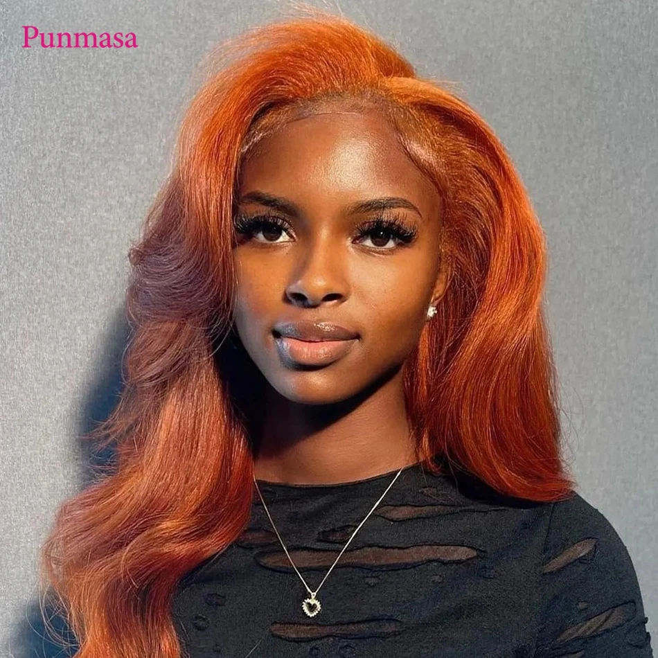 

Ginger Colored Body Wave Human Hair Wigs 13x6 Transparent Lace Front Wigs for Women PrePlucked 200% Wear And Go 13X4 Frontal Wig