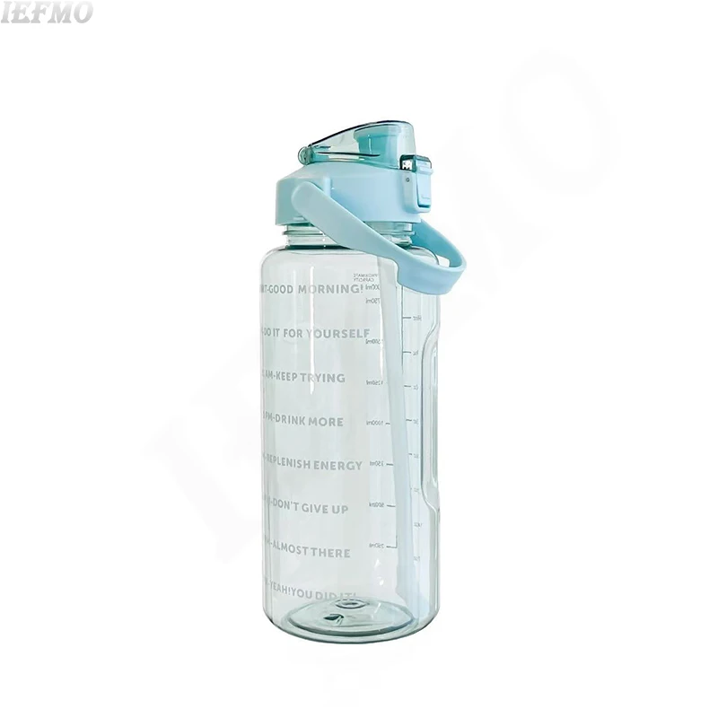 Large Tritan Water Bottle with Time Marker - BPA-Free, Leakproof Design for Gym and Outdoor Activities