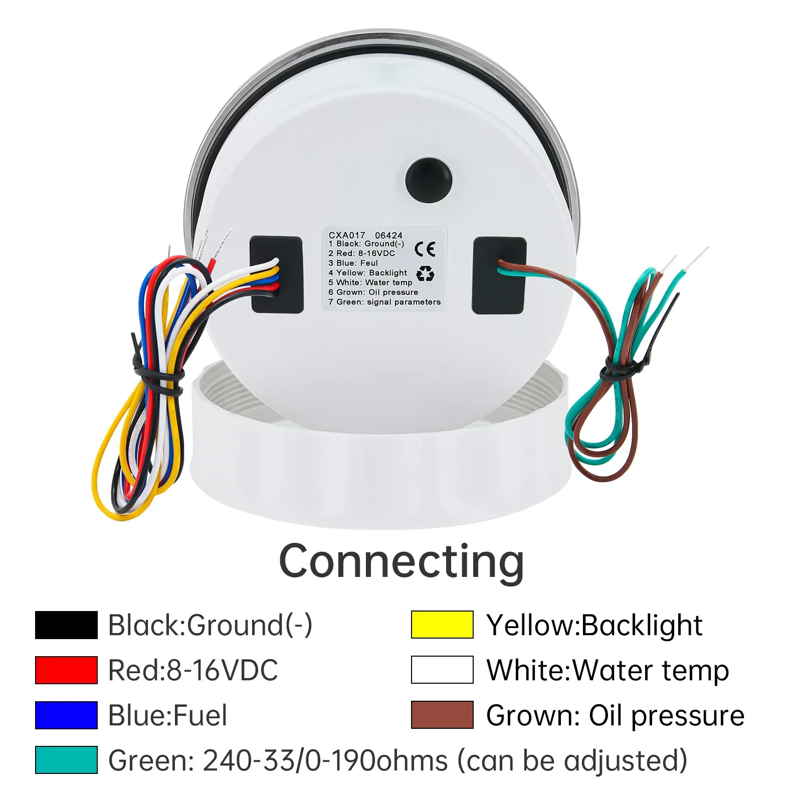 4-in-1 LED Car Marine Gauge 110mm 3