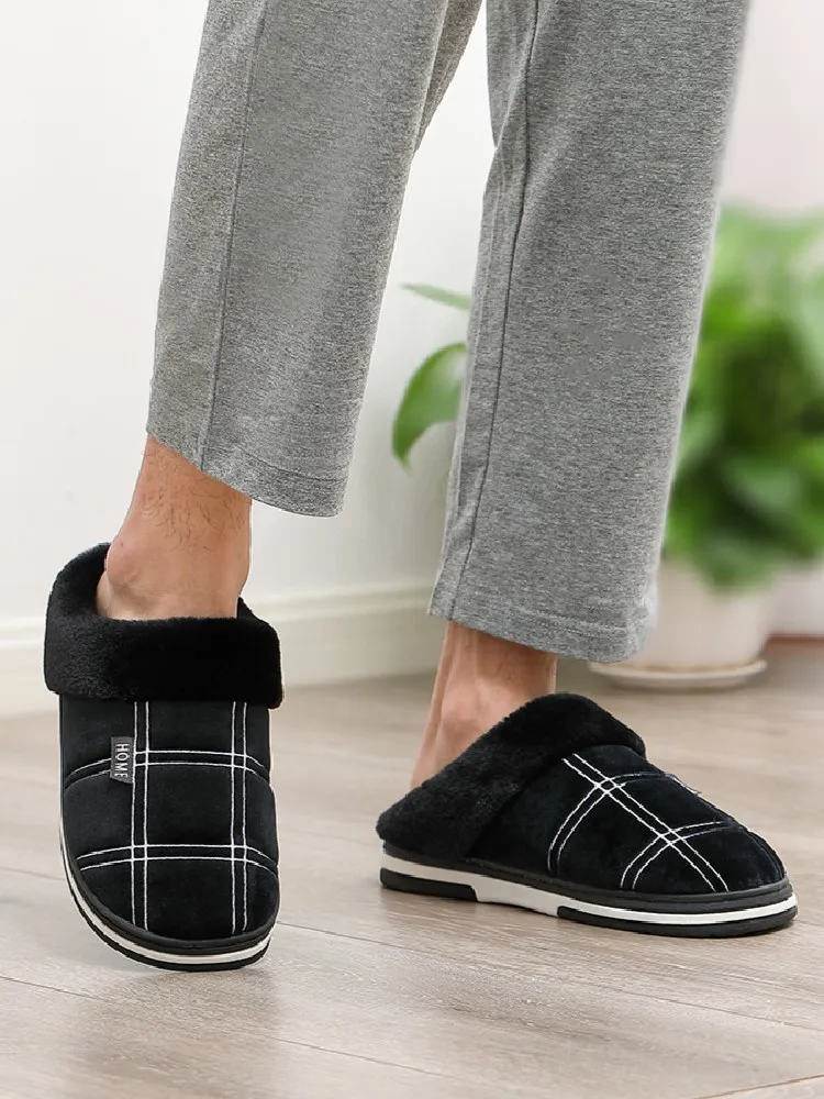 Big Size 48 49 50 51 Men Autumn Winter Warm Home Cotton Slippers Large Size Plus Home Bedroom Casual Shoes House Indoor Slides