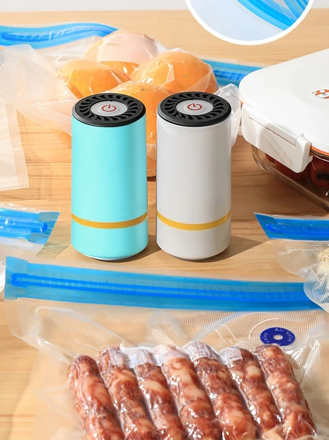 USB Rechargeable Electric Handheld Vacuum Sealer Pump BPA Reusable Vacuum Food Storage Zipper Bags Portable Food Sous Vide Bags