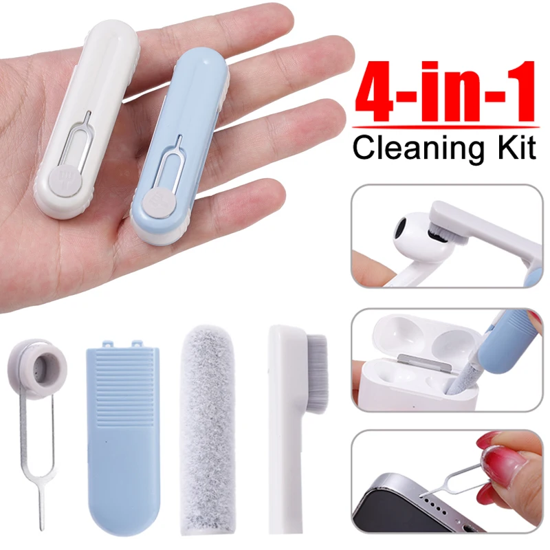 Kit Di Pulizia Portatile 4 In 1 Per Airpods 3 2 1 Pro Wireless Earbuds Cleaner Brush Tools Sim Card Holder Ago Di Rimozione Per Telefono
