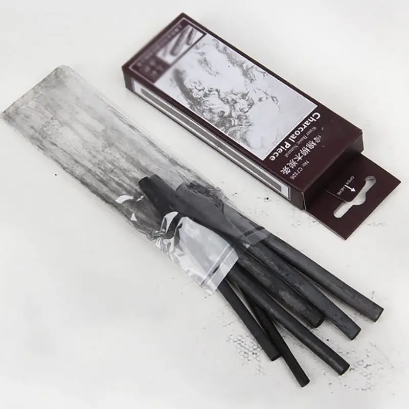 6pcs/set 11*0.7cm Sketching Charcoal Strips Cotton Willow Charcoal Bars