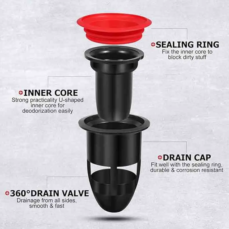 Anti-Odor Floor Drain PP Silicone Backflow Preventer Valve Sewer Core Drainage Insert Plug Gas Sealer Floor Strainer Trap Seal