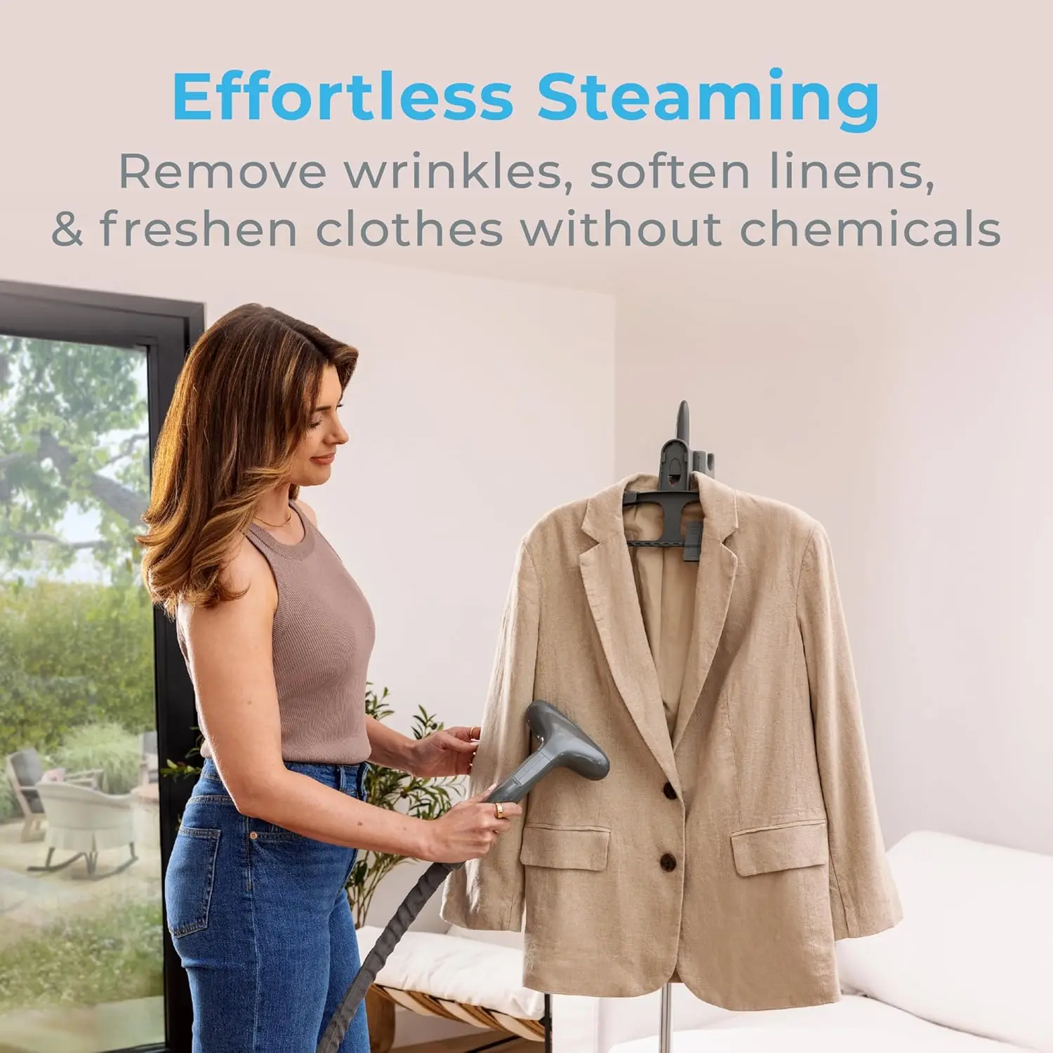 Enrichment® PureSteam™ XL Standing Fabric Steamer - Professional Wrinkle Remover Heats in 45 Seconds; 1/2-Gallon Tank for 1 2