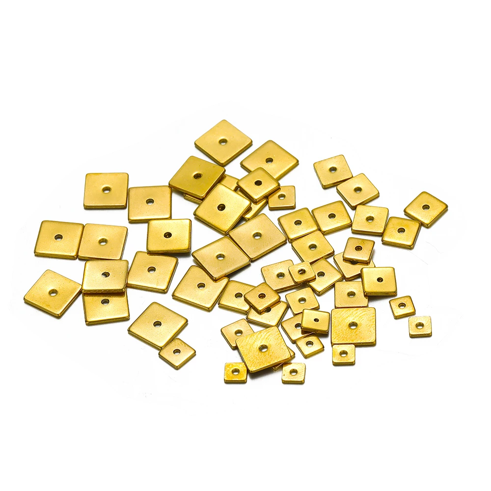 50pcs Stainless Steel 18k Vacuum Gold Plated Square Beads Jewelry Accessories for Earrings Necklace DIY Jewelry Making Supplies