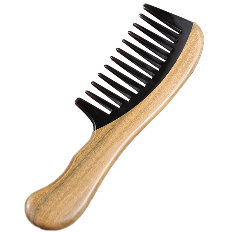 

Hair Comb No Static Detangling Natural Aroma Handmade Wooden Buffalo Horn Comb Wide Tooth Comb