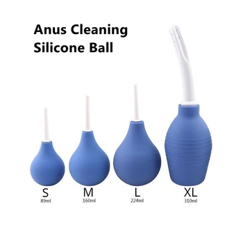 Enema Rectal Shower Cleaning System Silicone Gel Blue Ball For Anal Anus Colon Enema Anal Cleaning anal plug 1