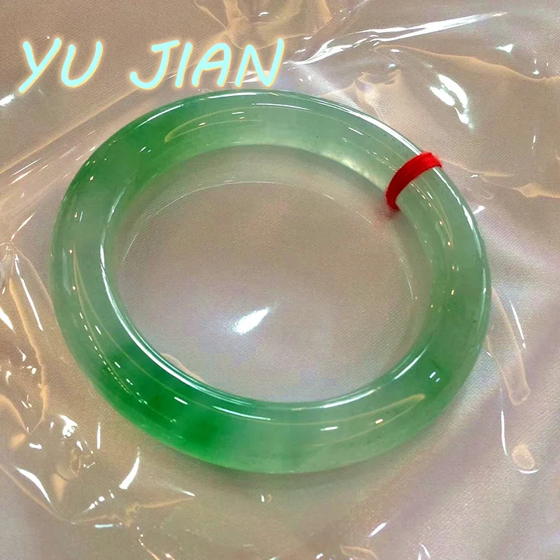 

Excellent A Goods Natural Myanmar Jadeite Bangle Rare Ice Floating Flower Green Round Jade Bracelet Ladys Women Fine Jewelry