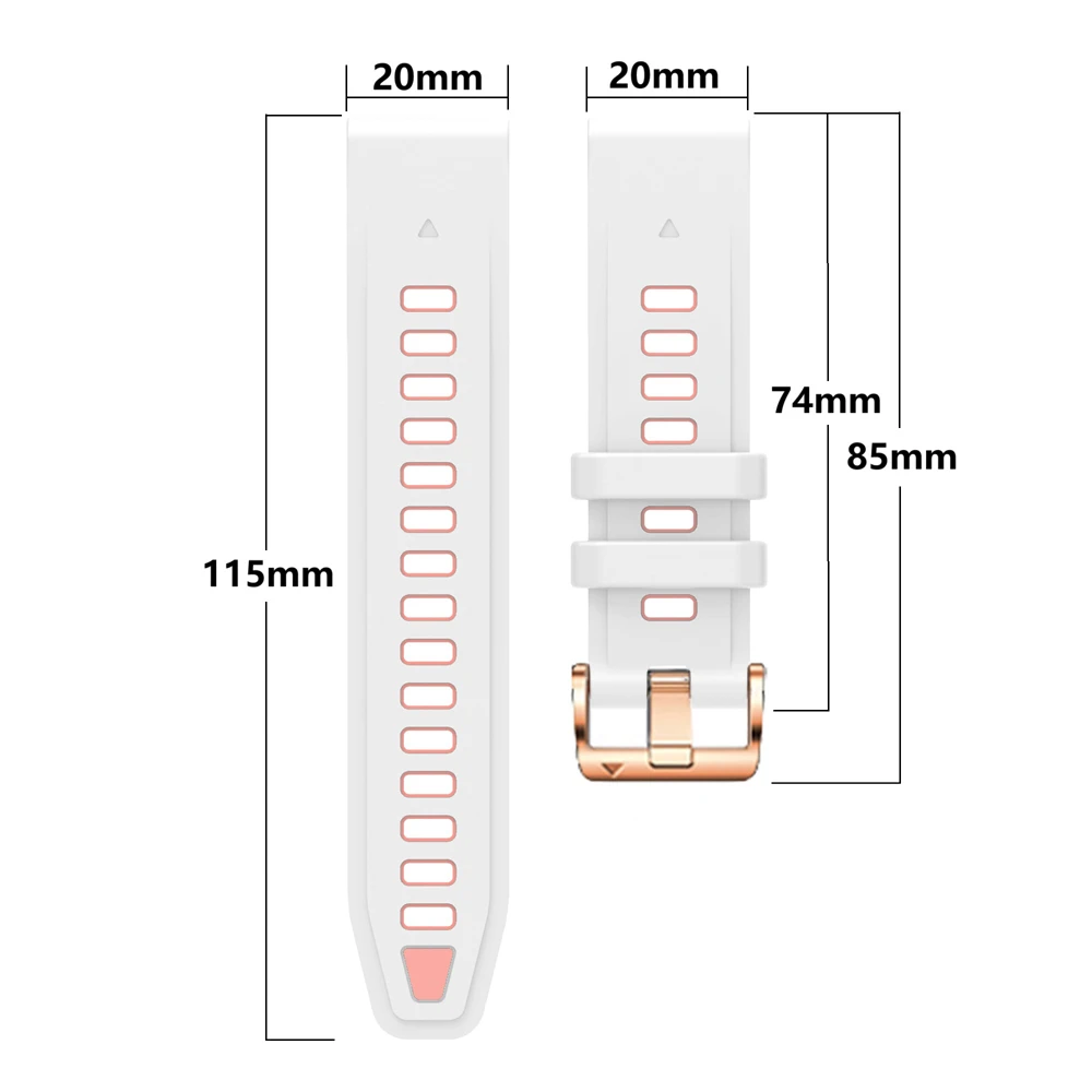 QuickFit Silicone Sport Watch Strap with Rose Gold Buckle