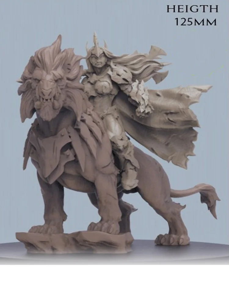 

Unassambled 1/16 125mm ancient warrior with animal stand Resin figure miniature model kits Unpainted