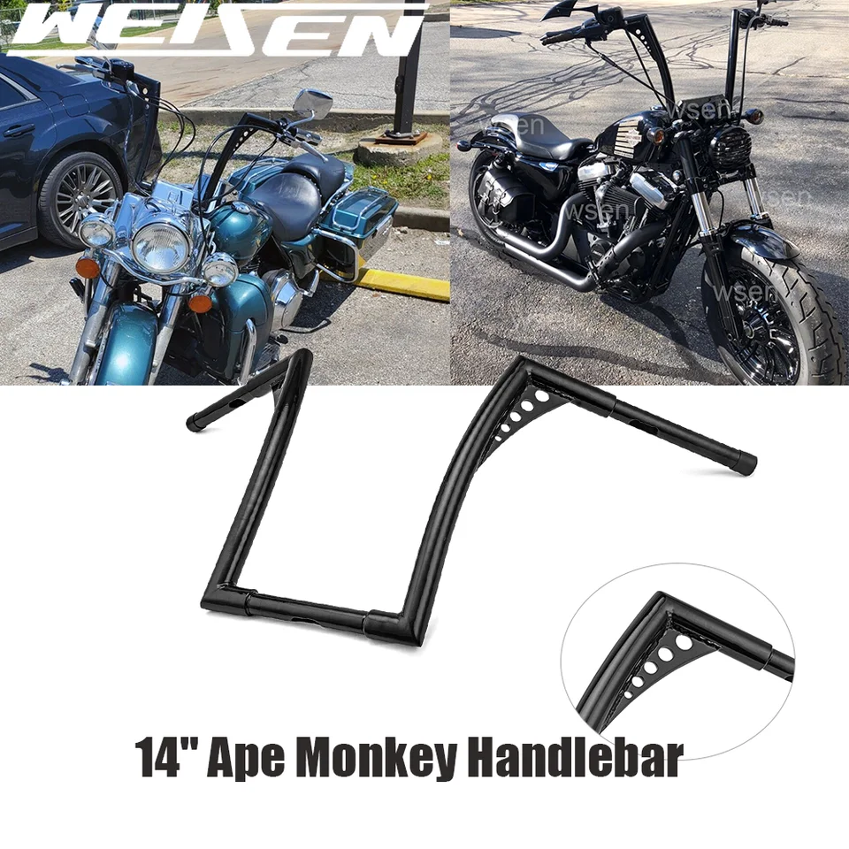 1-1/4 1.25 14 Rise Ape Hangers Handlebar For Harley Sportster Softail  Dyna