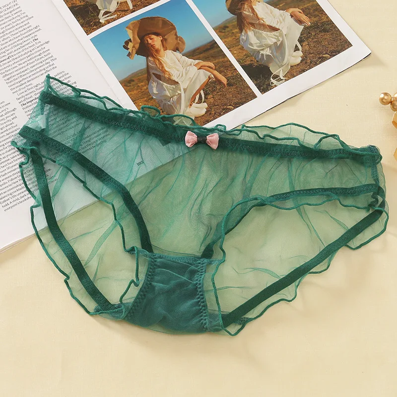  Women Shorts Underwear Lace Lace Up Panty Sexy Hollow Out  Underwear Silk Thong Panties Lot (Green, S) : Clothing, Shoes & Jewelry